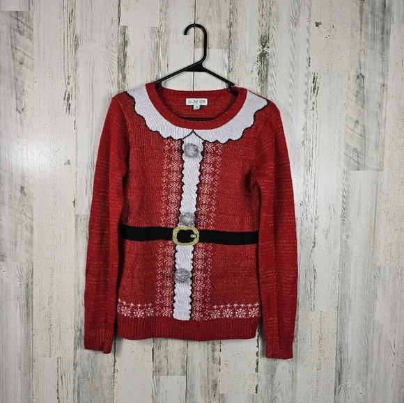Holiday hype santa sparkle Christmas sweater women's size medium - Picture 8 of 8
